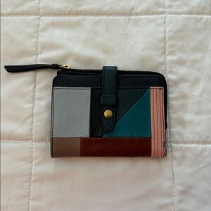 Fossil Black and Gold Wallet with Wrist Strap